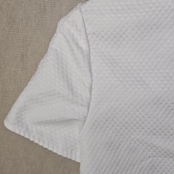 Coquette White Crop Top Womens Size Small Cut out CIrcles Preppy Chic Workwear - Picture 10 of 13